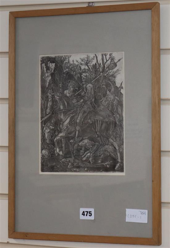 Albrecht Durer, etching, The Knight, Death and The Devil, 4th State, 24 x 18cm